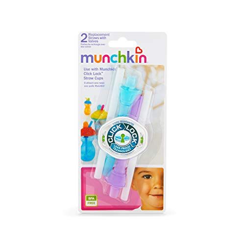 먼치킨 Munchkin Click Lock Replacement Straws, Blue/Purple, 4-Count
