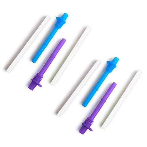 먼치킨 Munchkin Click Lock Replacement Straws, Blue/Purple, 4-Count