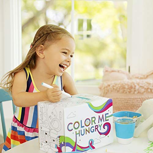 먼치킨 Munchkin Color Me Hungry Splash 7pc Toddler Dining Set  Plate, Bowl, Cup, and Utensils in a Gift Box, Blue