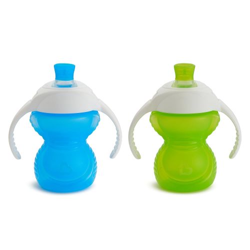 먼치킨 Munchkin Click Lock Bite Proof Trainer Cup, Blue/Green, 7 Ounce, 2 Count