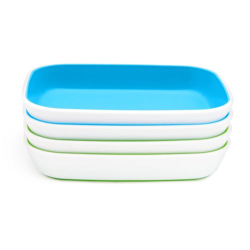 먼치킨 Munchkin Splash 4 Piece Toddler Plates, Blue/Green