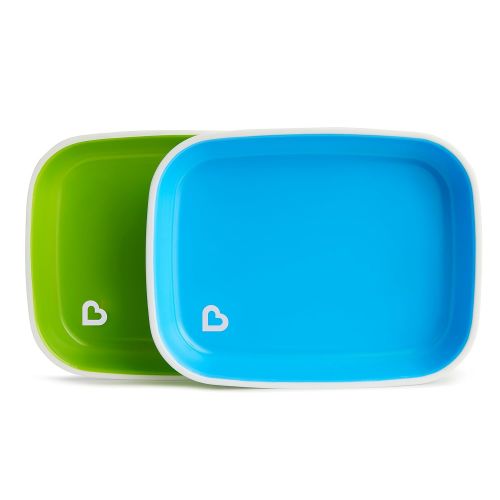 먼치킨 Munchkin Splash 4 Piece Toddler Plates, Blue/Green