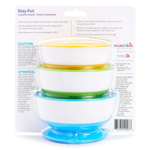 먼치킨 Munchkin Stay Put Suction Bowl, 3 Pack