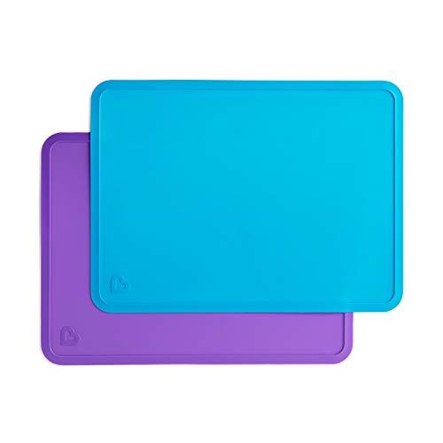 먼치킨 Munchkin Silicone Placemats for Kids, 2 Pack, Blue/Purple