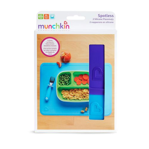 먼치킨 Munchkin Silicone Placemats for Kids, 2 Pack, Blue/Purple