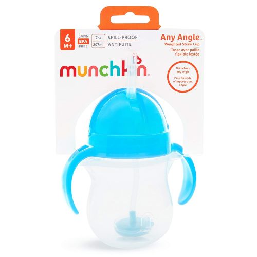 먼치킨 Munchkin Click Lock Weighted Straw Cup, 7 Ounce, Blue, Pack of 1