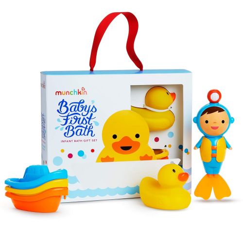 먼치킨 Munchkin Babys First Bath, 3 Piece Bath Toy Gift Set, Bath Gift Set