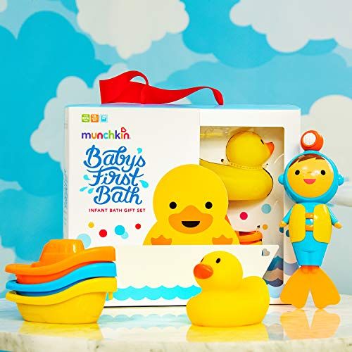 먼치킨 Munchkin Babys First Bath, 3 Piece Bath Toy Gift Set, Bath Gift Set