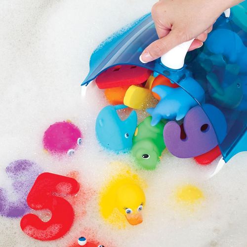 먼치킨 Munchkin Scoop Drain and Store Bath Toy Organizer, Blue