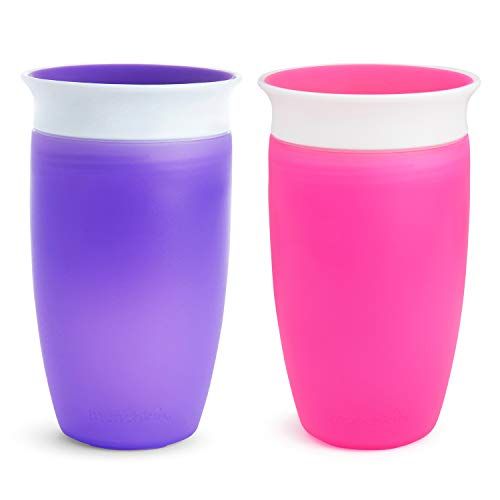 먼치킨 Munchkin Miracle 360 Sippy Cup, Pink/Purple, 10 Oz, 2 Count