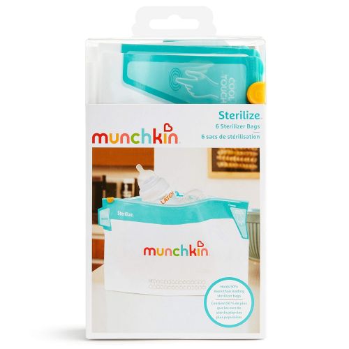 먼치킨 Munchkin Jumbo Microwave Bottle Sterilizer Bags, 180 Uses, 6 Pack, Eliminates up to 99.9% of Common Bacteria, White, Large (8 x 14)