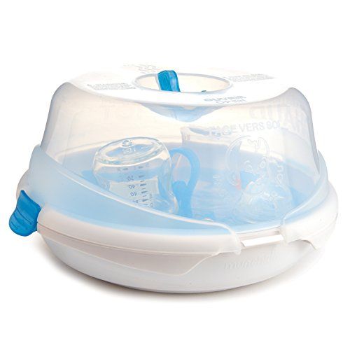 먼치킨 Munchkin Steam Guard Microwave Bottle Sterilizer , White , 12.5x11.3x6.7 Inch (Pack of 1)