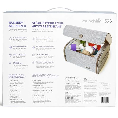 먼치킨 Munchkin UV Sterilizer and Sanitizer Bag, Eliminates up to 99% of Germs, Viruses & Bacteria, 21 UV-C LEDs, Cleaner for Nursery and Toy Baby Products