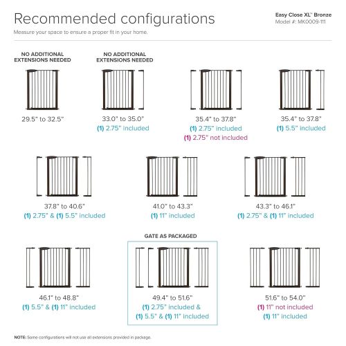 먼치킨 Munchkin Easy Close XL Metal Baby Gate, 29.5 - 51.6 Wide, Black, Model MK0009-111