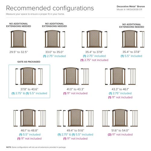 먼치킨 Munchkin Decorative Metal Pressure Mount Baby Gate for Stairs, Hallways and Doors, MKSA0658-011, Bronze