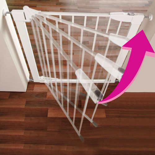 먼치킨 Munchkin Auto Close Pressure Mount Baby Gate for Stairs, Hallways and Doors, Metal, White, Model MK0006-022