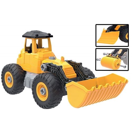 MUNDO TOYS MIAMI Construction Truck 5 IN 1 DIY (71pcs) Engineering, Tractor, Build your own kit construction, Toy Vehicle, Bulldozer, Cowcatcher, Cement Roller, Truck crane, Lift truck