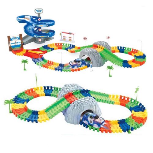  MUNDO TOYS MIAMI Flexible Track Car 118 pcs Police + 1 Car w5 led + 1 rotary table + 1 tunnel and more!!