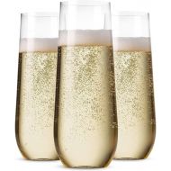 [아마존베스트]Munfix 36 Pack Stemless Plastic Champagne Flutes Disposable 9 Oz Clear Plastic Toasting Glasses Shatterproof Recyclable and BPA-Free