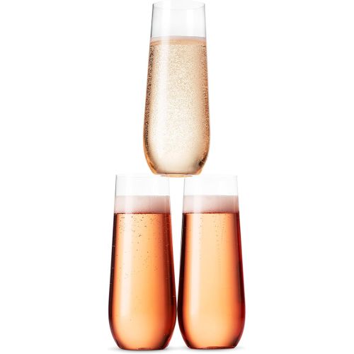  [아마존베스트]Munfix 36 Pack Stemless Plastic Champagne Flutes Disposable 9 Oz Clear Plastic Toasting Glasses Shatterproof Recyclable and BPA-Free