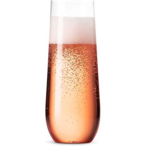  [아마존베스트]Munfix 36 Pack Stemless Plastic Champagne Flutes Disposable 9 Oz Clear Plastic Toasting Glasses Shatterproof Recyclable and BPA-Free