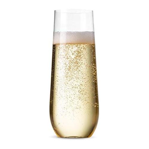  [아마존베스트]Munfix 48 Pack Stemless Plastic Champagne Flutes Disposable 9 Oz Clear Plastic Toasting Glasses Shatterproof Recyclable and BPA-Free