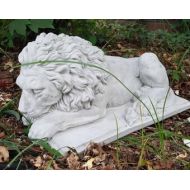 MurphyStatuary Solid Concrete Forward Facing Laying Majestic Lion Garden StatuePilar Topper