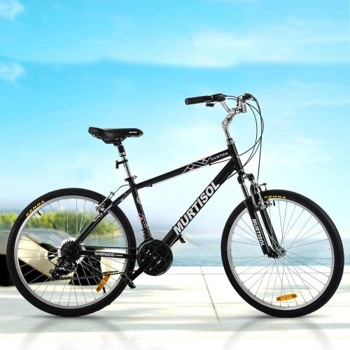  Murtisol Aluminum Comfort Bike 26’’ Commuter Bike Mountain Bike Hybrid Bike for Men & Women 21 Speeds Derailleur, Front & Seat Suspension, Adjustable Seat & Handlebar in 4 Colors