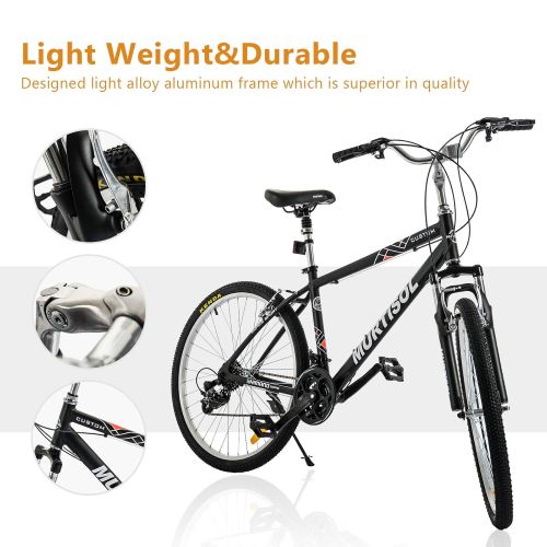  Murtisol Aluminum Comfort Bike 26’’ Commuter Bike Mountain Bike Hybrid Bike for Men & Women 21 Speeds Derailleur, Front & Seat Suspension, Adjustable Seat & Handlebar in 4 Colors