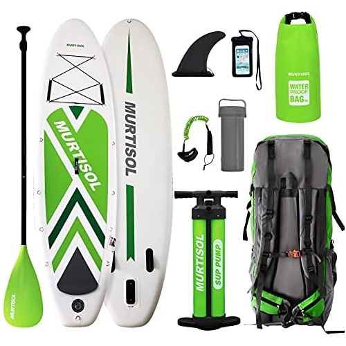  MURTISOL 10.5336 Inflatable Paddle Board Stand Up Paddle Board with Premium Accessories Dual Chamber Triple Action Pump 10L Waterproof Bag Adjustable Paddle Ankle Leash Multifuncti