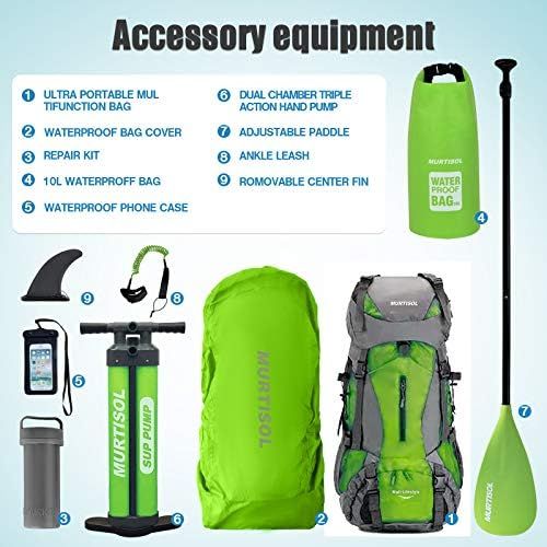  MURTISOL 10.5336 Inflatable Paddle Board Stand Up Paddle Board with Premium Accessories Dual Chamber Triple Action Pump 10L Waterproof Bag Adjustable Paddle Ankle Leash Multifuncti