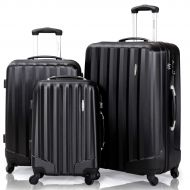 Murtisol Giantex Luggage Sets 3 Piece Suitcase Carry on Luggage Hardside with Lock 28 Inch 24 20 for Mens Kids Women Traveller Business Tourister Spinner Luggage Suitcases (Black)