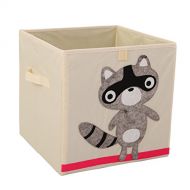 Murtoo Storage Bins Foldable Cube Box - MURTOO - Eco Friendly Fabric Storage Cubes Origanizer for Kids Toys Cloth Fit IKEA Shelves, 13 inch (Raccoon)