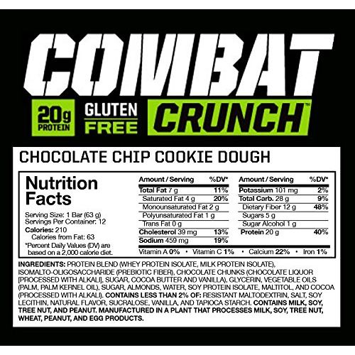  Muscle Pharm Combat Crunch Chocolate Chip Cookie Dough 12 BarsCookies & Cream 12 Bars