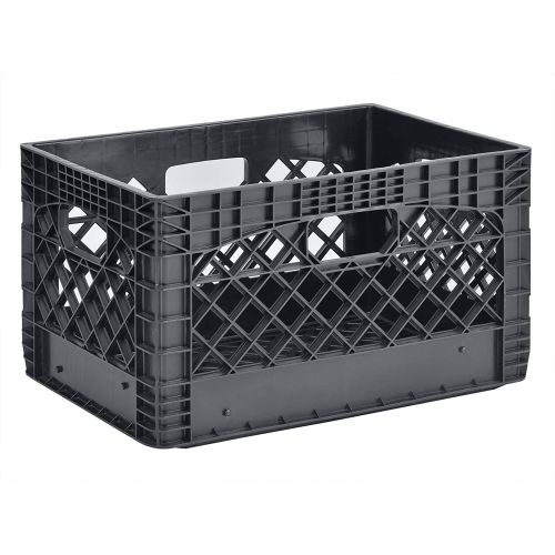  Muscle Rack PMK24QTB-3 24 Quart 3 Pack Black Heavy Duty Rectangular Stackable Dairy Milk Crates, 11 Height, 19 Width