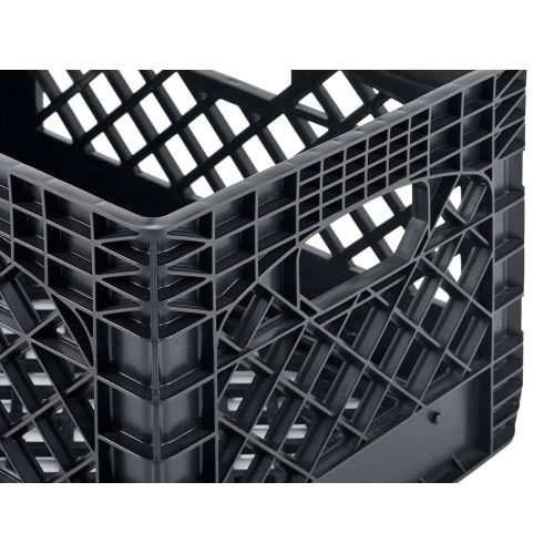  Muscle Rack PMK24QTB-3 24 Quart 3 Pack Black Heavy Duty Rectangular Stackable Dairy Milk Crates, 11 Height, 19 Width