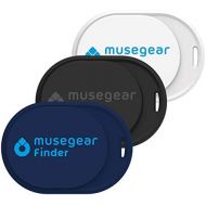 [아마존베스트]musegear Key Finder Mini with Bluetooth App I Key Finder Loud for Mobile Phone in Pack of 3: Dark Blue, White and Black I GPS Tracking/Pairing I Key Find
