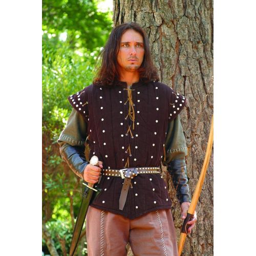  Museum Replicas Robin of Locksley Mens Brown 2 Piece Medieval Gambeson Removeble Sleeves