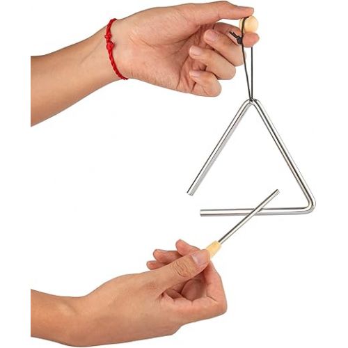  Triangle Hand Percussion with Striker,Rhythm Steel Triangles Music Instrument (5 inch)