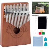 Kalimba Thumb Piano 17 Keys Instrument: Portable Mbira Finger Pianos Musical Gifts for Kids Adults Beginners - Mahogany Wood Handheld Piano with Tune Hammer, Music Book