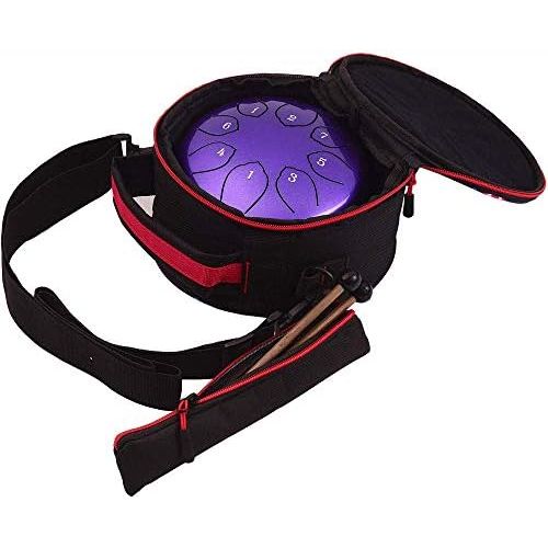  Musfunny Steel Tongue Drum 6 inches 8 Notes Percussion Instrument C-Key Handpan Drum with Bag,Couple of Mallets Wiping Cloth for Musical Education Concert Mind Healing Yoga Meditation (Purp