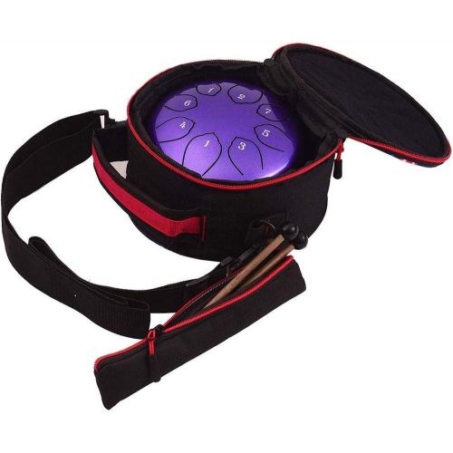  Musfunny Steel Tongue Drum 6 inches 8 Notes Percussion Instrument C-Key Handpan Drum with Bag,Couple of Mallets Wiping Cloth for Musical Education Concert Mind Healing Yoga Meditation (Purp