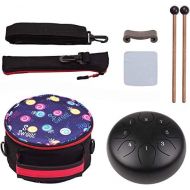 Musfunny Steel Tongue Drum 8 Notes 6 Inches Percussion Instrument C-Key Handpan Drum with Bag,Couple of Mallets Wiping Cloth for Musical Education Concert Mind Healing Yoga