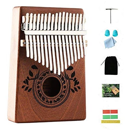  Musfunny Kalimba Thumb Piano 17 Keys with Study Instruction and Tune Hammer,Portable Mbira Sanza Finger Piano, Gift for Kids Adult Beginners Music instrument lover. (High End 17 Key)