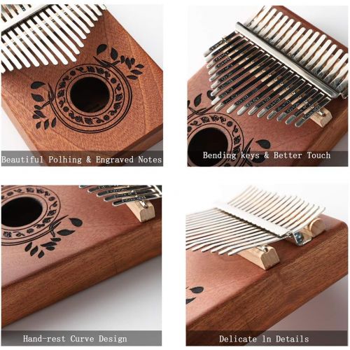  Musfunny Kalimba Thumb Piano 17 Keys with Study Instruction and Tune Hammer,Portable Mbira Sanza Finger Piano, Gift for Kids Adult Beginners Music instrument lover. (High End 17 Key)