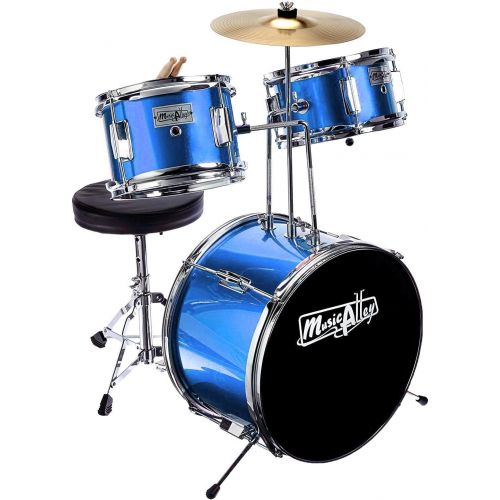  [아마존베스트]Music Alley 3 Piece Kids Drum Set with Throne, Cymbal, Pedal & Drumsticks, Blue, (DBJK02)