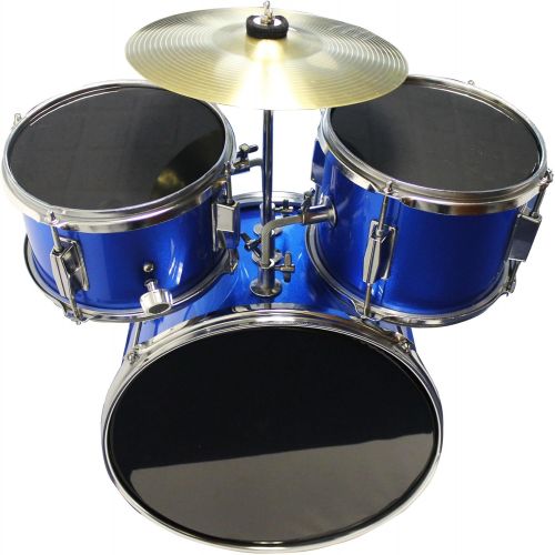  [아마존베스트]Music Alley 3 Piece Kids Drum Set with Throne, Cymbal, Pedal & Drumsticks, Blue, (DBJK02)