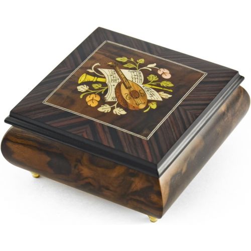  MusicBoxAttic Hand - Over 400 Song Choices - Made 18 Note Italian Jewelry Box with Mandolin Wood Inlay Your Song (Elton John)