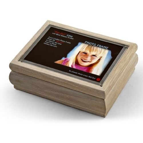  MusicBoxAttic Music Box with Photo Frame- Cream Velvet Interior Wood Jewelry Box with Frame, 18 Note Music Box with 454 Song Choices, Wooden Musical Box, Birthday for Women & Girl