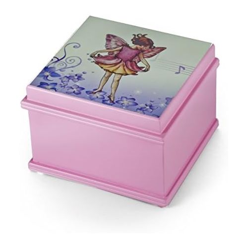  MusicBoxAttic Matte Pink Enchanted Fairy 18 Note Ballerina Musical Jewelry Box - Over 400 Song Choices - You Pick The Song What A Wonderful World